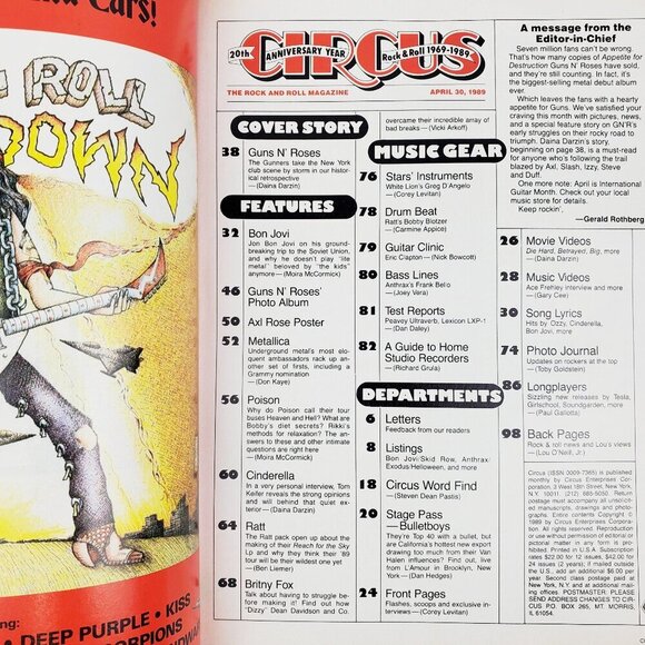 Circus Magazine Metallica Guns n Roses Headbangers' Ball Apr. 1989 Unread Stock - Picture 4 of 10